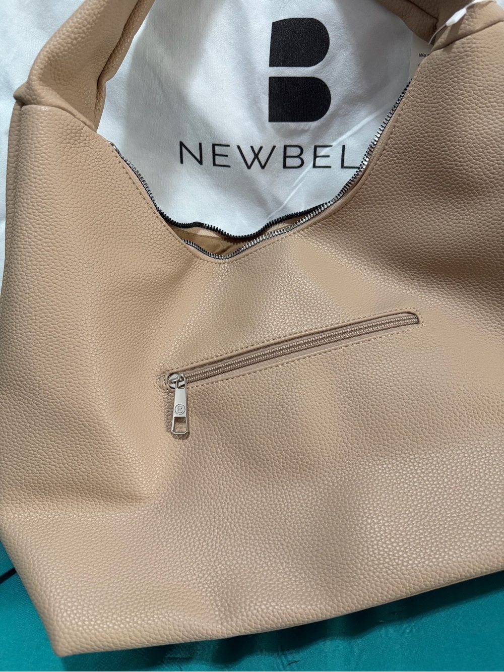 NWT Newbella Taupe Hobo Bag - Soft Pebbled Leather - Picture 2 of 6